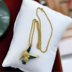 Enamel Hummingbird Pendant Necklace